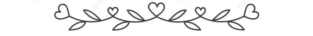 Une bordure représentée par un coeur qui est relié par des feuilles à un coeur central qui est lui-même relié par des feuilles au coeur de l'extrémité droite, représentant ainsi le lien entre chaque chose